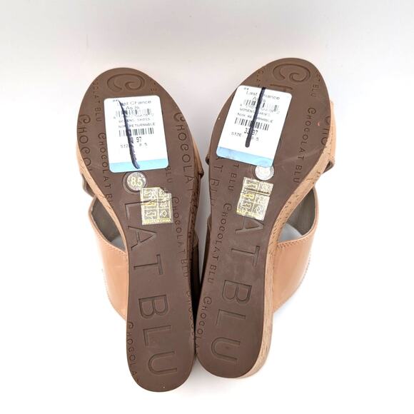 Chocolat Blu Winner Crisscross Wedge Slide Sandal Women's Tan Size US8.5 EU39 - Picture 8 of 14